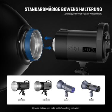 Набір відбивачів NEEWER 30 см Metal Beauty Dish Bowens з білим розсіювачем, стільниковою сіткою для стробоскопічного спалаху Відеосвітло Сумісний з Godox AD600 NEEWER CB60 Q4 Vision 4 Серія S101, LD30