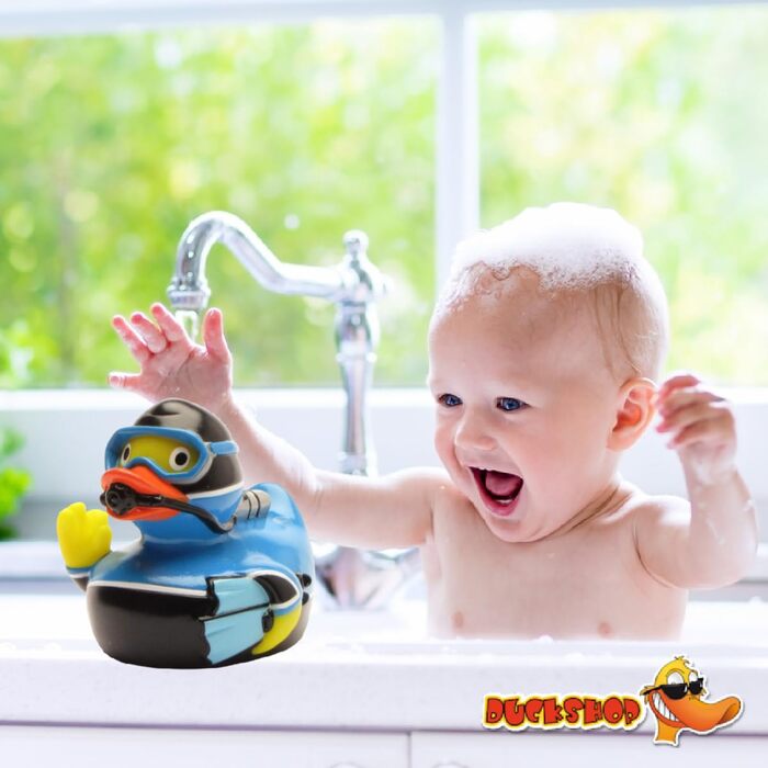 Гумовий каченя-дайвер I Спортивна качечка для пірнання IL 8 см - в комплекті гумова качечка-брелок I Іграшка для немовлят та дітей