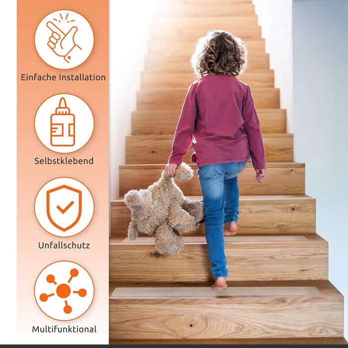 Елементні протиковзкі килимки для сходів, прозорі, для дерева, плитки, каменю та інших гладких підлог, захист від ковзання для сходів, самоклеючі, 60x10 см, 16-