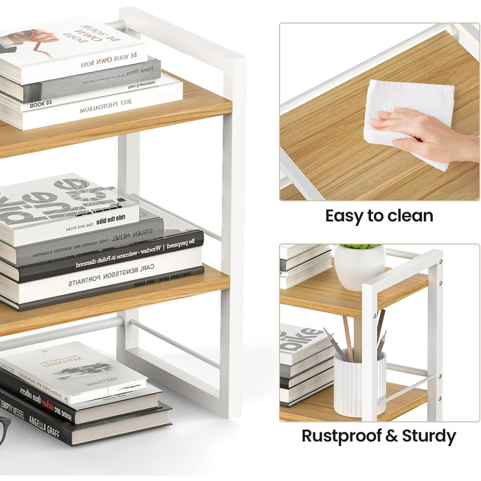 Дерев&39яний органайзер для полиць THYGIFTREE, полиця для зберігання речей на столі, книжкова полиця, полиця для робочого столу та комод (білий)