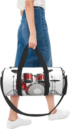 Дорожня сумка з принтом губ у чорно-білу смужку, кругла форма, великий об'єм, легка та міцна, чудовий подарунок для походів, відпустки, ділових поїздок та іншого, стильний дизайн барабанної установки.