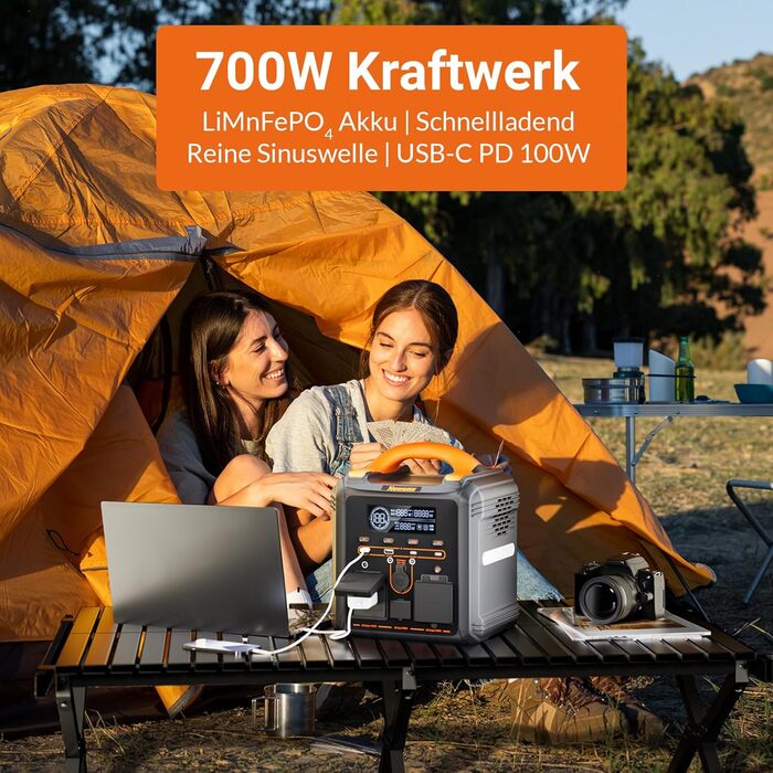 Портативна електростанція Newsmy потужністю 700 Вт, акумулятор LMFP 551 Втгод, РК-дисплей, швидка зарядка від 0 до 100 за 1,2 години для кемпінгу, садових вечірок, кемперів та надзвичайних ситуацій