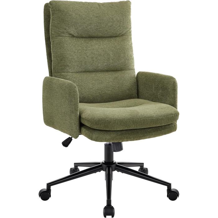 Офісне крісло IWMH з високою спинкою, ергономічне кашемірове офісне крісло, туалетний стілець з підлокітниками, поворотне крісло з регульованою висотою для офісу або вітальні (зелене)