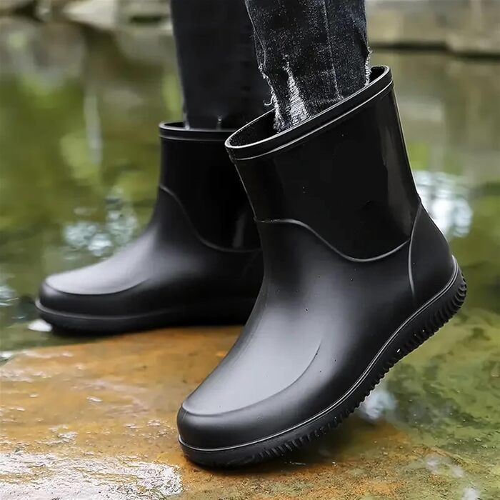 Чоловіче гумове взуття, чоловічі гумові чоботи, легке гумове взуття для походів, водонепроникне гумове взуття для відпочинку на свіжому повітрі, робоче водне взуття, чорне/червоне, розмір 43 EU