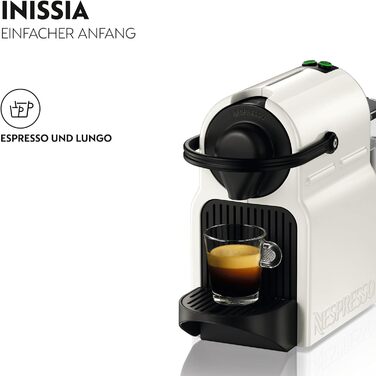 Капсульна машина Nespresso Krups Inissia XN1001 Короткий час нагрівання компактний формат Кількість кави регулюється Кнопка прямого набору Автоматичний викид капсули 0,7 л 34,2 x 19,1 x 32,7 см Білий