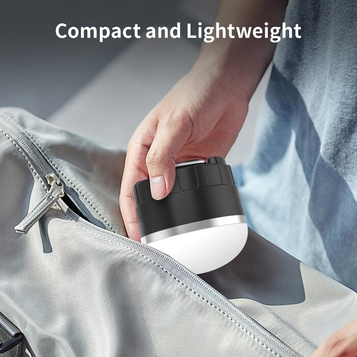 Акумуляторний світлодіодний ліхтар для кемпінгу - портативний кемпінговий ліхтар IP65, ультраводонепроникний, пилонепроникний, ліхтар для намету з 3 лампами, безступінчасті режими SOS, ліхтарі для намету для кемпінгу, походів та надзвичайних ситуацій, чор