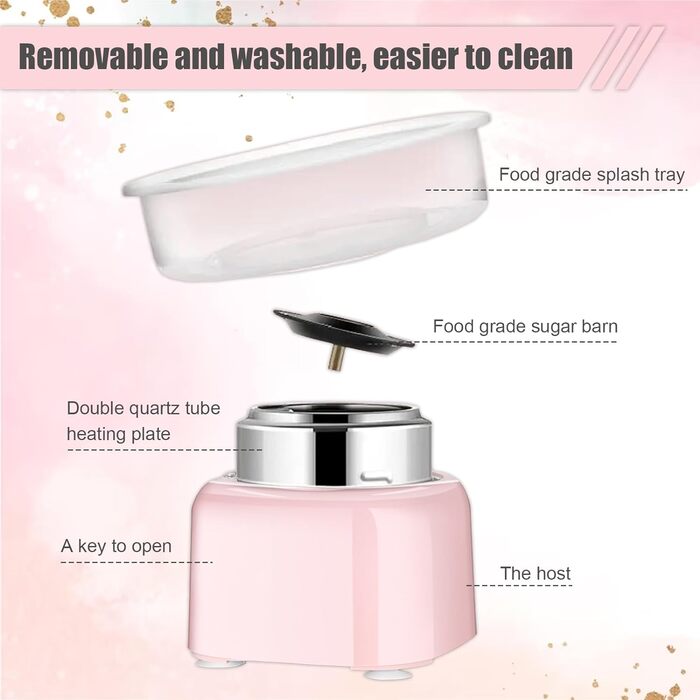 Машина для виробництва солодкої вати для дому, машина для виробництва солодкої вати з великою мискою, машина для солодкої вати потужністю 500 Вт для вечірки, проста в експлуатації та легка чистка