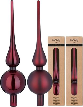 Скляна новорічна верхівка для ялинки 28 см темно-бордова Inge-glas