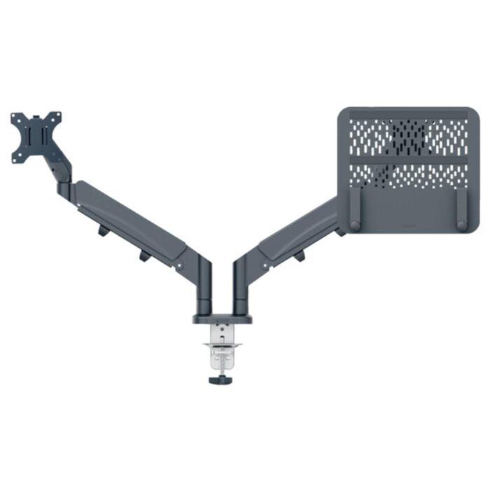 Тримач для монітора та ноутбука, компактний дизайн, сертифікований IGR та TV, кріплення для монітора до 32 та ноутбука до 17, сумісний з VESA 75/100, темно-сірий, 65380089