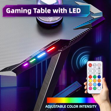 Ігровий стіл Storeo Imp, 160 x 70 x 80 см, МДФ / сталь / вуглецеве волокно, чорний