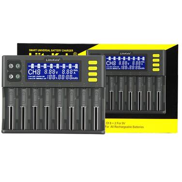 Зарядний пристрій для акумуляторів 18650, LiitoKala LII-S8 8-секційний зарядний пристрій 9V з РК-дисплеєм, зарядний пристрій для Li-Ion LiFePO4 NI-MH NI-Cd AA AAA C 21700 26650 13650 16340 18700 RCR123