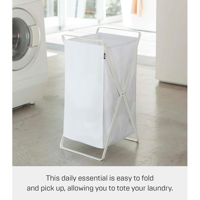 Кошик для білизни Yamazaki 2484 TOWER, білий, сталь/поліестер/поліпропілен, мінімалістичний, 30 x 36 x 64 см