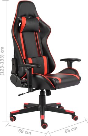 Обертове ігрове крісло, офісне крісло, ігрове крісло, письмове крісло, обертове крісло, червоний ПВХ