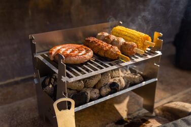 Мобільний та вставний вугільний гриль з нержавіючої сталі для кемпінгу, походів, автофургонів, саду та барбекю на свіжому повітрі