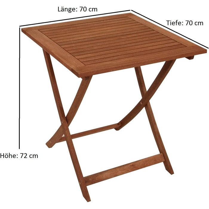 Розкладний стіл DEGAMO з евкаліптової деревини, промаслена поверхня, 70x70 см, сертифікований FSC