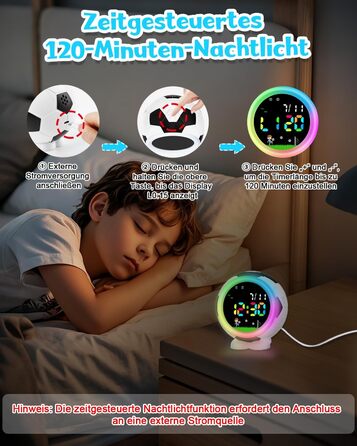 Дитячий будильник Juboos на батарейках, кварцовий будильник без цокання, з функцією повтору та нічним світлом, навчальний будильник для хлопчиків та дівчаток