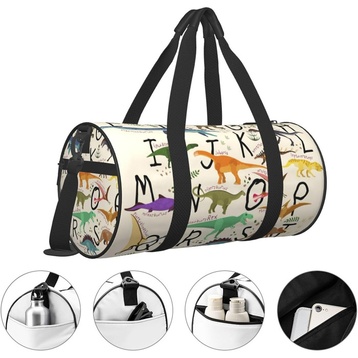 Дорожня сумка Tower Paris, кругла, великої місткості, легка та міцна, ідеальний подарунок для походів, відпустки, ділових поїздок та іншого. Стильний дизайн з динозаврами, універсальний розмір.
