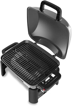 Портативний газовий барбекю на 1 пальник, настільний барбекю маленький для балкона, до 300C, чавунна решітка, портативний кемпінго