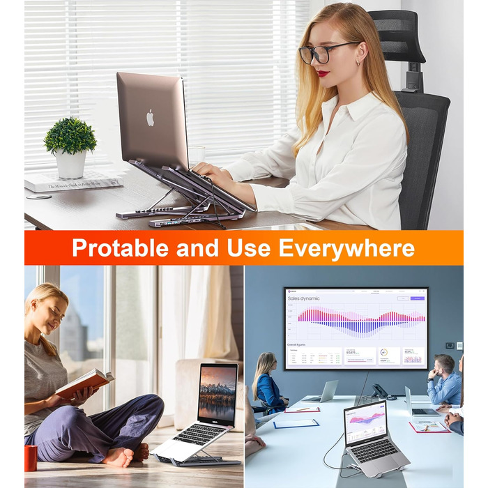 Док-станція USB-C з підставкою для ноутбука/планшета, 8-в-1 HDMI 4K, 2 шт. USB 3.1, PD 100W. Універсальна док-станція для MacBook Pro/Air, Dell, HP, Surface, Lenovo просто підключи та працюй