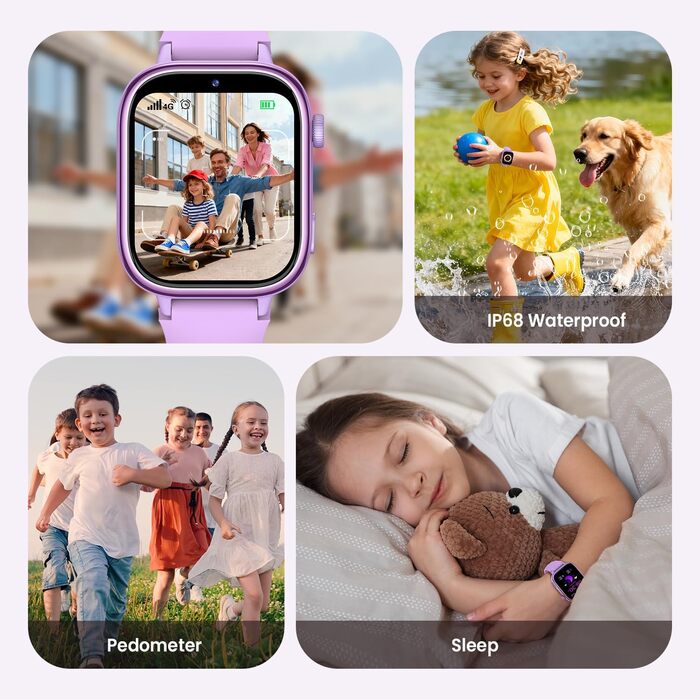 Дитячий смарт-годинник SWGOTA з телефоном та GPS, 1,83-дюймовий дитячий годинник з відеодзвінками/голосовим чатом/SOS/шкільним режимом/SMS/SIM/будильником, дитячий смарт-годинник IP68 з крокоміром та монітором сну, подарунок для дівчаток та хлопчиків, фіо