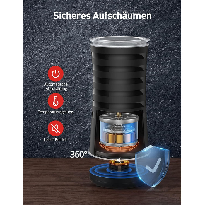 Піноутворювач для молока електричний 4-в-1 для гарячого та холодного молока Піна для гарячого та холодного молока, Тепле молоко, Н