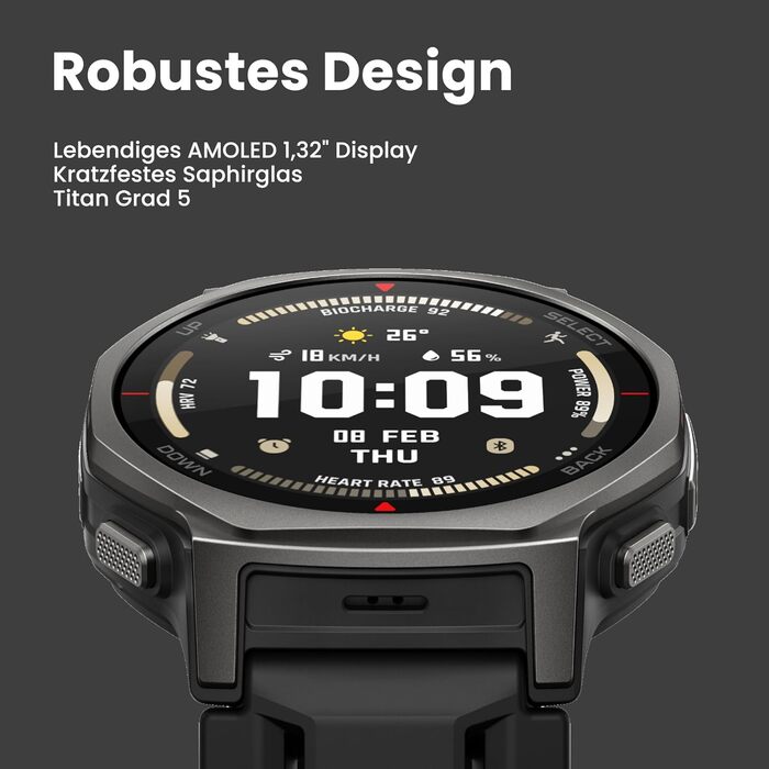 Розумний годинник Amazfit T-Rex 3 Pro для активного відпочинку на природі, 44 мм сапфіровий AMOLED, ліхтарик, титановий безель, дводіапазонний GPS, офлайн-карти, до 17 днів роботи від батареї, водонепроникність 10 атм, понад 180 спортивних режимів, сумісн