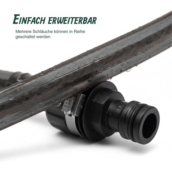 Шланг для поливу Relaxdays, 20 м, для газонів та клумб, плоский, з отворами, шланг-розпилювач, для саду, чорний