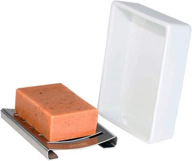 Мильниця OneAmg, керамічне сидіння з нержавіючої сталі SUS 304, тримач для мила, подвійна мильниця без свердління для ванної кімна