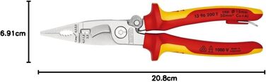 Інсталяційні кліщі KNIPEX для електромонтажу, хромовані, ізольовані, 13 96 200 T