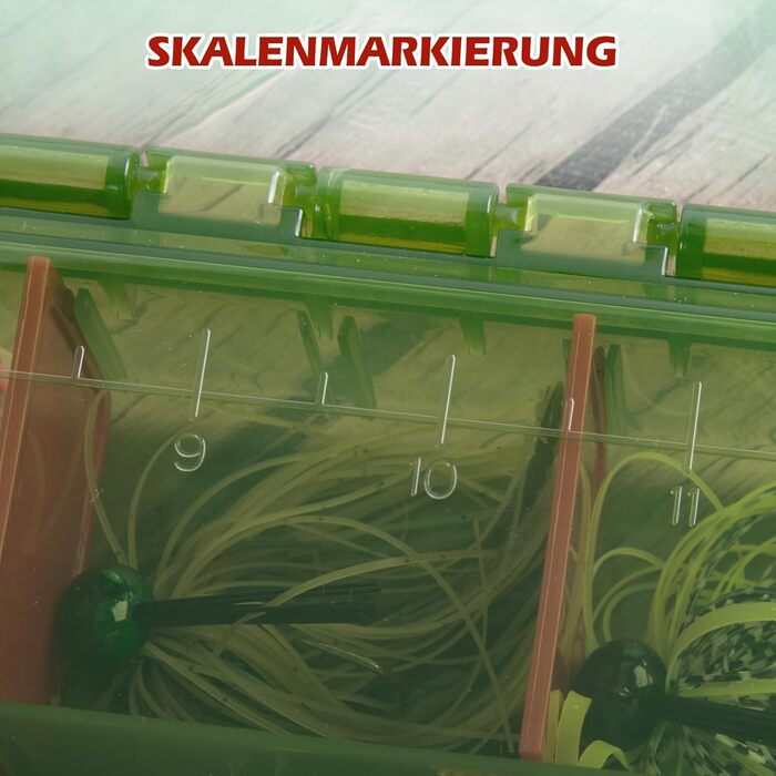 Прозора скринька для рибальських снастей з вимірювальною лінійкою, регульованими роздільниками та нековзними подвійними засувками для рибальських аксесуарів Ергономічна ручка (опціонально) з ручкою для перенесення, 2 шт. (27,5*18,5*4,2 см), 3600 -