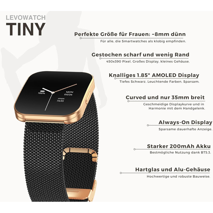 Мініатюрний жіночий смарт-годинник, товщина 8 мм та вигнутий, голосове керування, AMOLED-дисплей завжди ввімкнений, 3 ремінці, відстеження менструального циклу, водонепроникний, металевий корпус, функція телефону, моніторинг сну, трекер