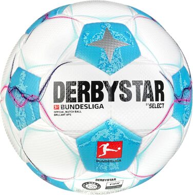 Футбольний м'яч Derbystar Бундесліга Brillant APS v24 Офіційний матчбол білий блакитний рожевий 5