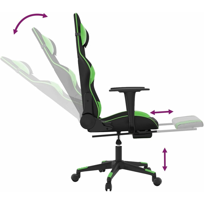 Ігрове крісло з підставкою для ніг, крісло для ПК, ігрове крісло, крісло для геймерів, крісла для ігор, крісла для кабінету, крісло для PlayStation, комп&39ютерне крісло, чорно-зелена штучна шкіра