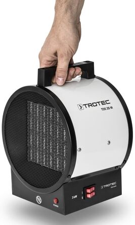 Електричний будівельний обігрівач TROTEC TDS 20 M теплова потужність 1,5 кВт / 3 кВт об&39єм повітря електричного обігрівача 290 м/год вентилятор-обігрівач з термостатом, керамічний