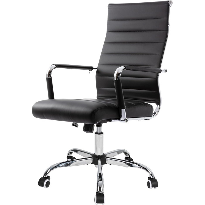 Ергономічне офісне крісло UEV, до 150 кг, штучна шкіра, чорний (срібна основа)