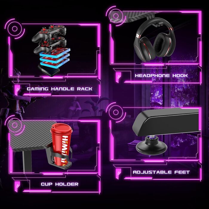 Ігровий стіл Himimi 160x75 см, ергономічний великий ігровий стіл, Т-подібний комп'ютерний стіл для ПК-геймерів з великою підставко