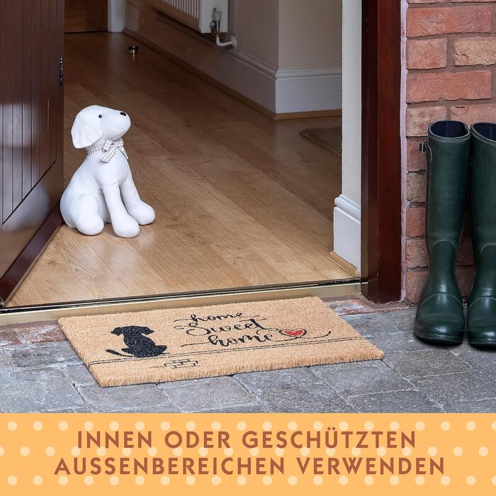 Кокосовий килимок для дверей SPOTTED DOG GIFT COMPANY для використання в приміщенні - натуральний килимок для збору бруду, килимок для вулиці з кокосу для собак, килимок для дому, всепогодний та нековзний для коридорів, входів та критих приміщень, 60x40 с
