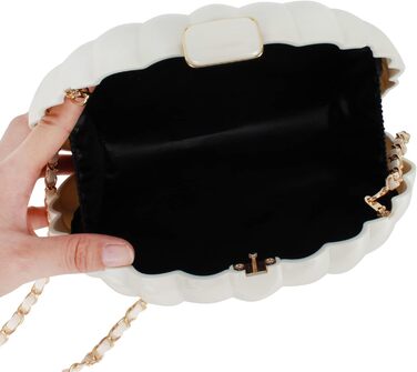 Жіноча вечірня сумочка-клатч з блискітками та оболонкою, блискуча сумочка зі стразами та ланцюжком для весілля, білий 07048