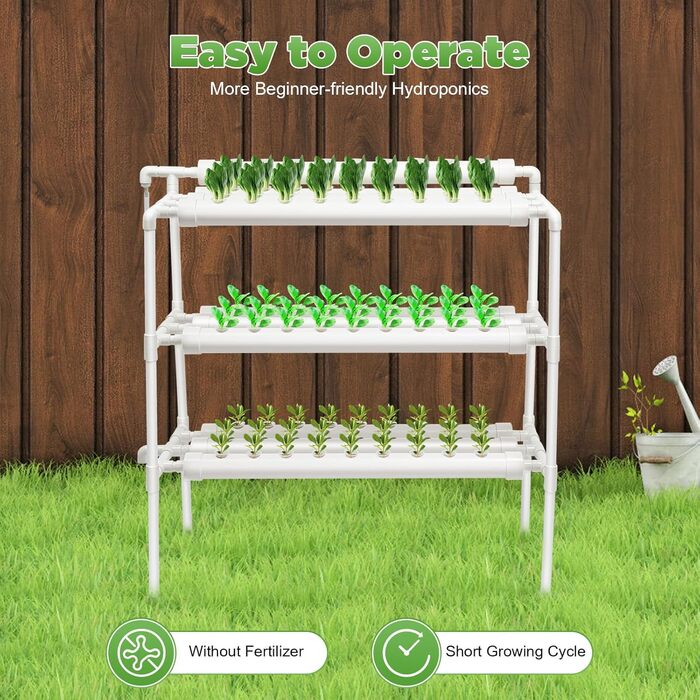 Набір для гідропонного вирощування LIAIZE із 90 місцями для рослин, 3-шарова система гідропонного вирощування, набір для гідропонного вирощування на ділянці Система гідропонного садівництва Безґрунтові труби для вирощування Вертикальний сад