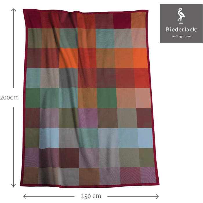 Пухнаста флісова ковдра biederlack з чистої бавовни в клітинку Зроблено в Німеччині ko-Tex, зроблено в зеленому кольорі Барвиста картата ковдра зі 100 бавовни Ковдра для дивана 150x200 см Вироблено за принципами сталого розвитку