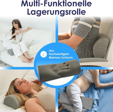 Подушка для колін DYNMC you для сну на боці Комфортний валик для ніг ПЕРЕМОЖЕЦЬ ПОРІВНЯННЯ ДУЖЕ ДОБРЕ Подушка для сну Подушка у формі півмісяця Подушка для ніг для релаксації та комфорту (сіро-біла картата)