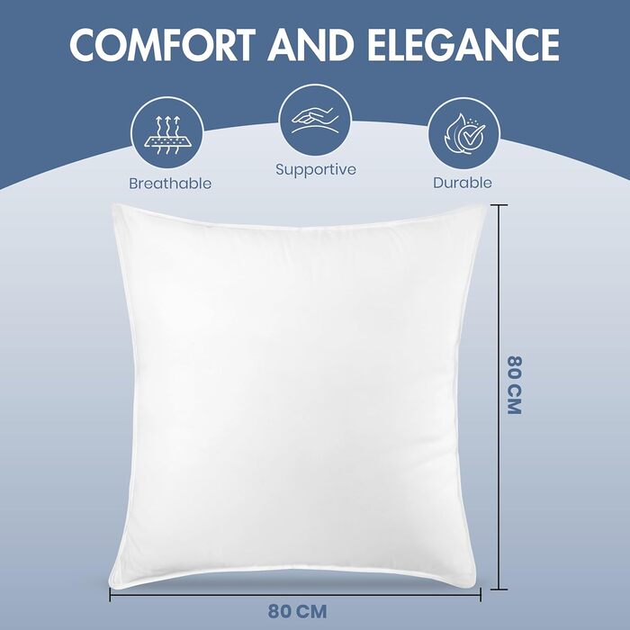 Подушка для сну Utopia (2 шт.), 80 x 80 см, дихаюча та м&39яка подушка (біла) 80x80 см (2 шт.) Біла 2