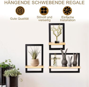 Комплект із 3 настінних полиць, плаваючі полиці для декору стіни, підвісні полиці для настінного зберігання, квадратна настінна книжкова полиця, дерев&39яна настінна полиця, підвісна полиця для спальні, вітальні, коричневий колір