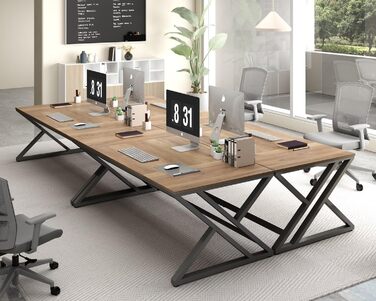 Довгий письмовий стіл HSH для 2 осіб, великий комп&39ютерний стіл, дизайн в індустріальному стилі, офісний стіл, стіл для ПК, ідеально підходить для домашнього офісу, офісу та спальні, міцний стіл у сільському стилі, 180 см, розміри в сільському стилі 180