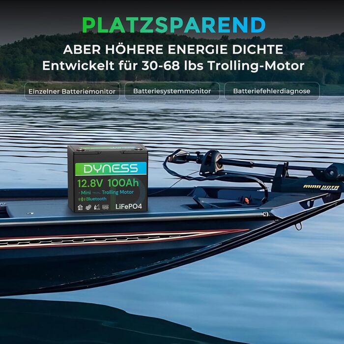 Літій-іонний акумулятор LiFePO4 12V 100Ah з Bluetooth Mini та 100A BMS, макс. 15000 циклів, 12V глибокого циклу літій-залізо-фосфатний акумулятор для караванів, сонячних систем для дому, човнів 12V 100Ah Mini Bluetooth