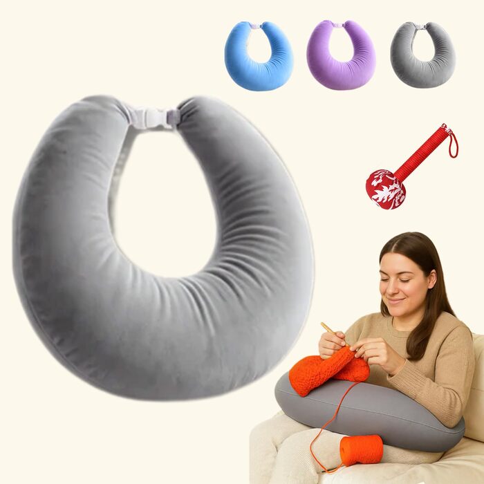 Ергономічна подушка ваш союзник для комфорту та творчих моментів, подушка для читання на ліжко та диван, ігрова подушка, для читання, гри, роботи, в&39язання гачком, зменшує втому рук (сіра)