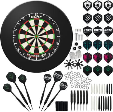 Набір сталевих мішень для дартсу Everscore NXT LVL, включаючи оправу для дротиків (12 см) та набір аксесуарів для дротиків KOTO Steeltip Black, 90 предметів, професійна сизалева мішень для дартсу з синього кольору Мадагаскару.
