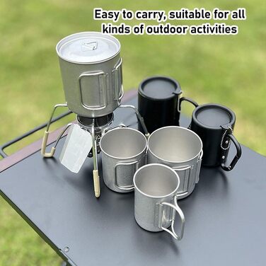 ПОРТАТИВНИЙ НАБІР КАВОВИХ/КЕМПІНГОВИХ ЧАШОК З НЕРЖАВІЮЧОЇ СТАЛІ ДЛЯ АКТИВНОГО ПРОЖИВАННЯ НА СВІЖОМУ ПОВІТРІ