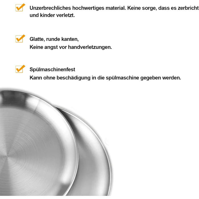 Тарілки з нержавіючої сталі, 6 шт., діаметр 20 см, для барбекю, круглі, для випічки, кемпінгу, пікніків, кухні та вечірок - набір з 6 шт.