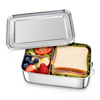 Ланчбокс Homikit з роздільниками, 1400 мл, нержавіюча сталь. Бенто-бокс для дітей та дорослих, герметичний металевий контейнер з ущільнювачем для школи, офісу, пікніка. Можна мити в посудомийній машині.